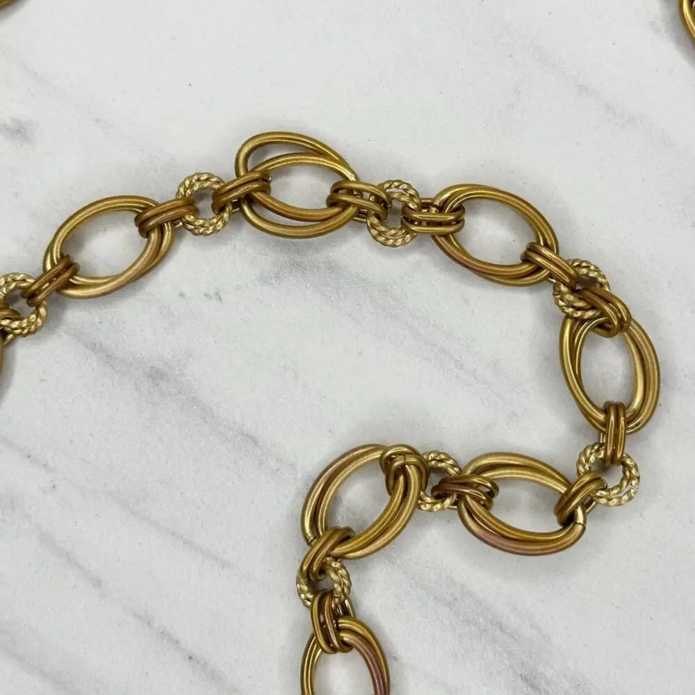 Vintage Gold Oval Link Chain Belt Drop Charm OS ✨